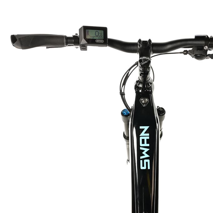 E-BIKE SWAN LADY 29", 18"-1, BLACK SHINY - blue sticker (MODEST)